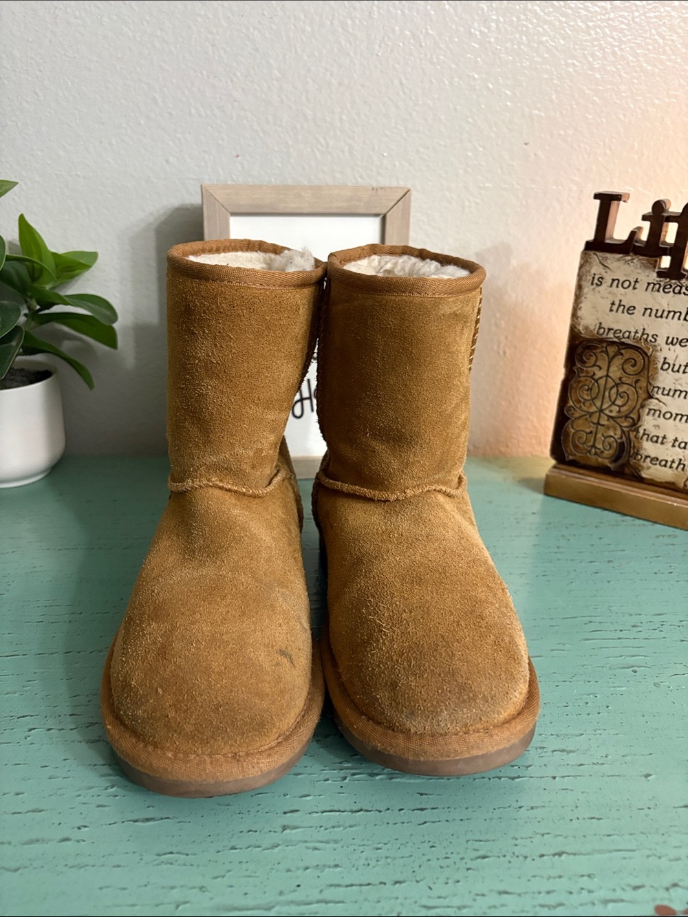 Koolaburra Kids Suede Shearling Lined Tan Boots